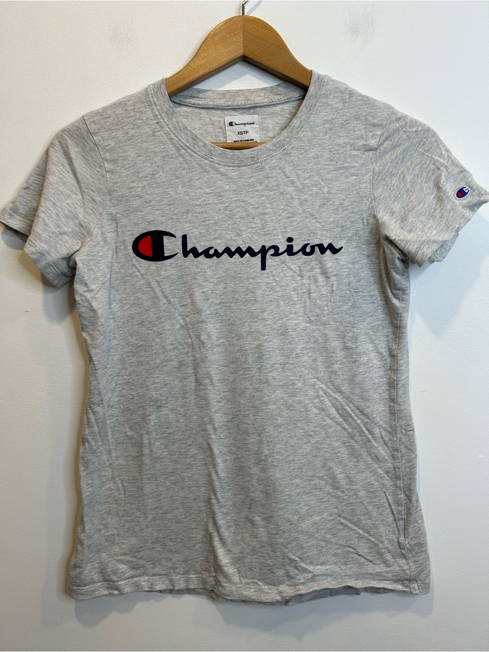 Champion Women’s Short Sleeve Logo Tee Shirt Grey